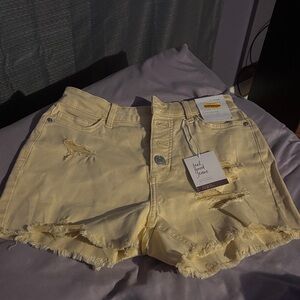 LC Lauren Conrad Light Yellow Distressed Jean Shorts
